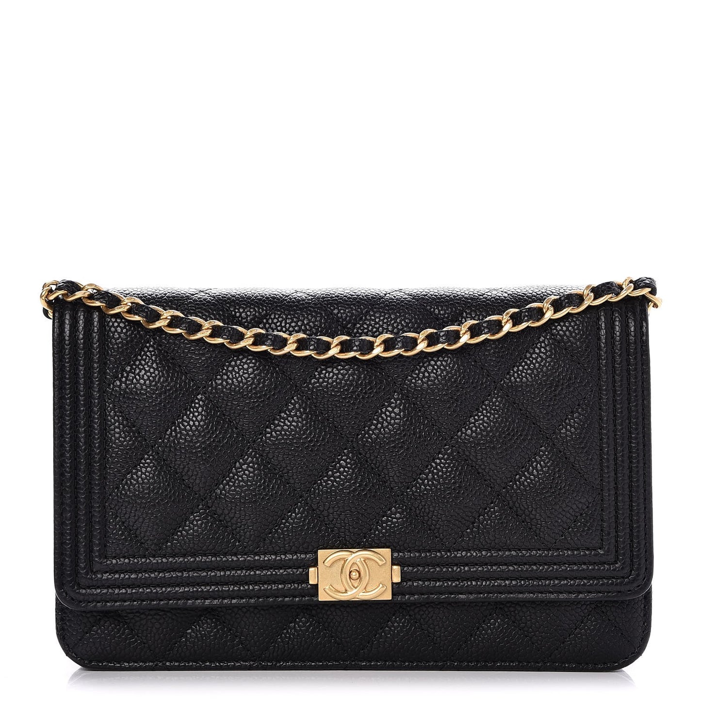 Caviar Quilted Boy Wallet On Chain WOC Black