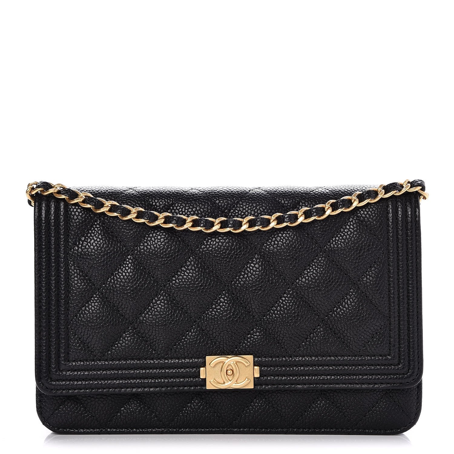 Chanel Caviar Quilted Boy Wallet On Chain WOC Black 1 of 9