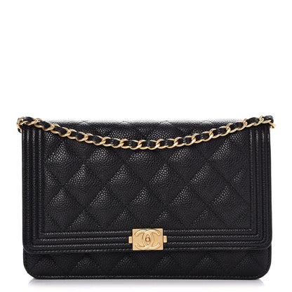 Chanel Caviar Quilted Boy Wallet On Chain WOC Black 1 of 9