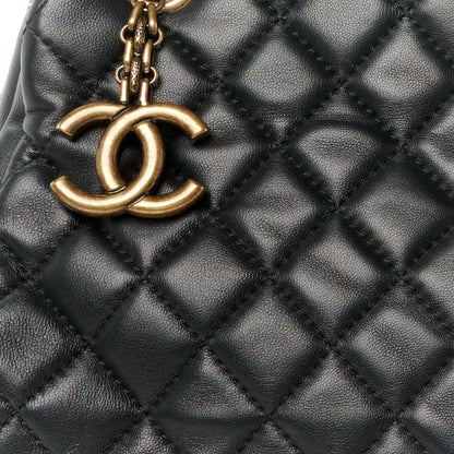 Chanel Lambskin Quilted Large Just Mademoiselle Bowling Bag Black 9 of 11