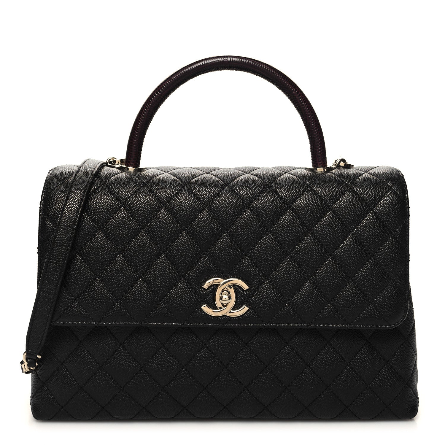 Chanel Caviar Lizard Quilted Medium Coco Handle Flap Black 1 of 10