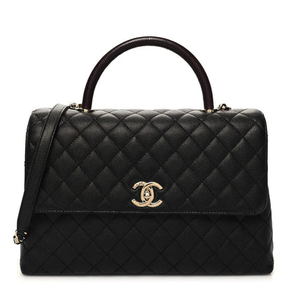 Chanel Caviar Lizard Quilted Medium Coco Handle Flap Black 1 of 10