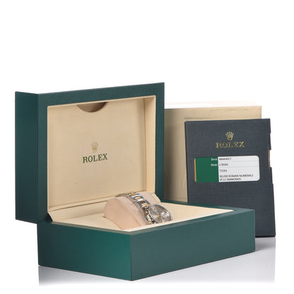 Rolex Stainless Steel 18K Yellow Gold Diamond 31mm Oyster Perpetual Datejust Watch Silver Roman 178343 7 of 7