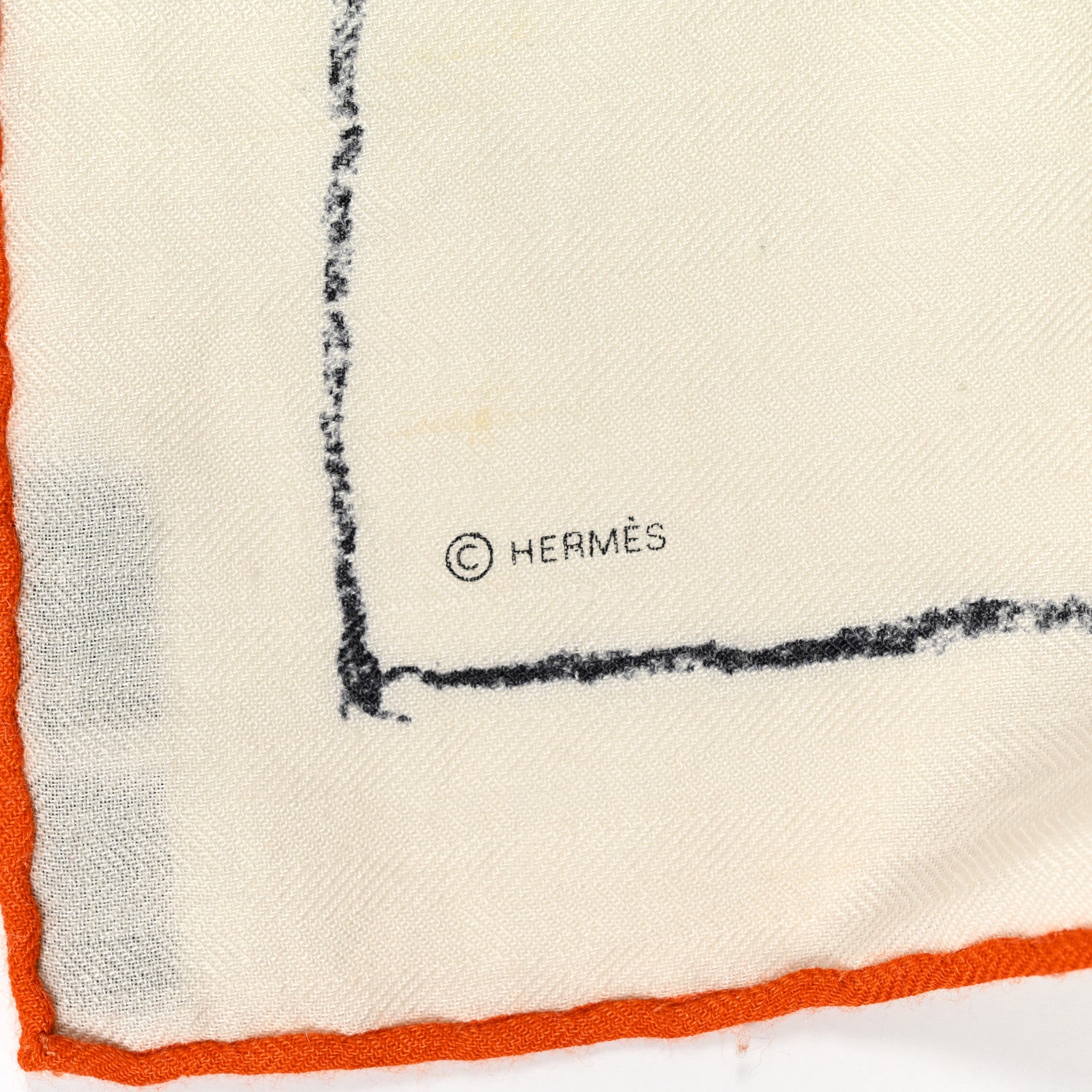 Hermes Cashmere Silk Pirouette au Galop Shawl 140 Blanc Black Gris 5 of 10