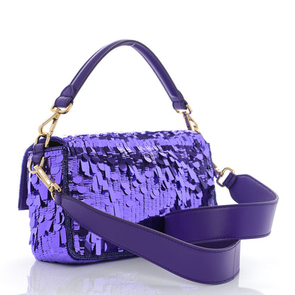 Fendi Sequin Paillettes Shiny Nappa Sex and the City Baguette Viola Purple Rain 3 of 11