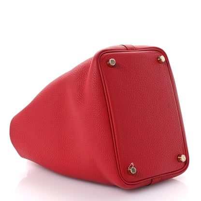 Hermes Taurillon Clemence Picotin Lock 18 PM  Rouge Casaque 4 of 11