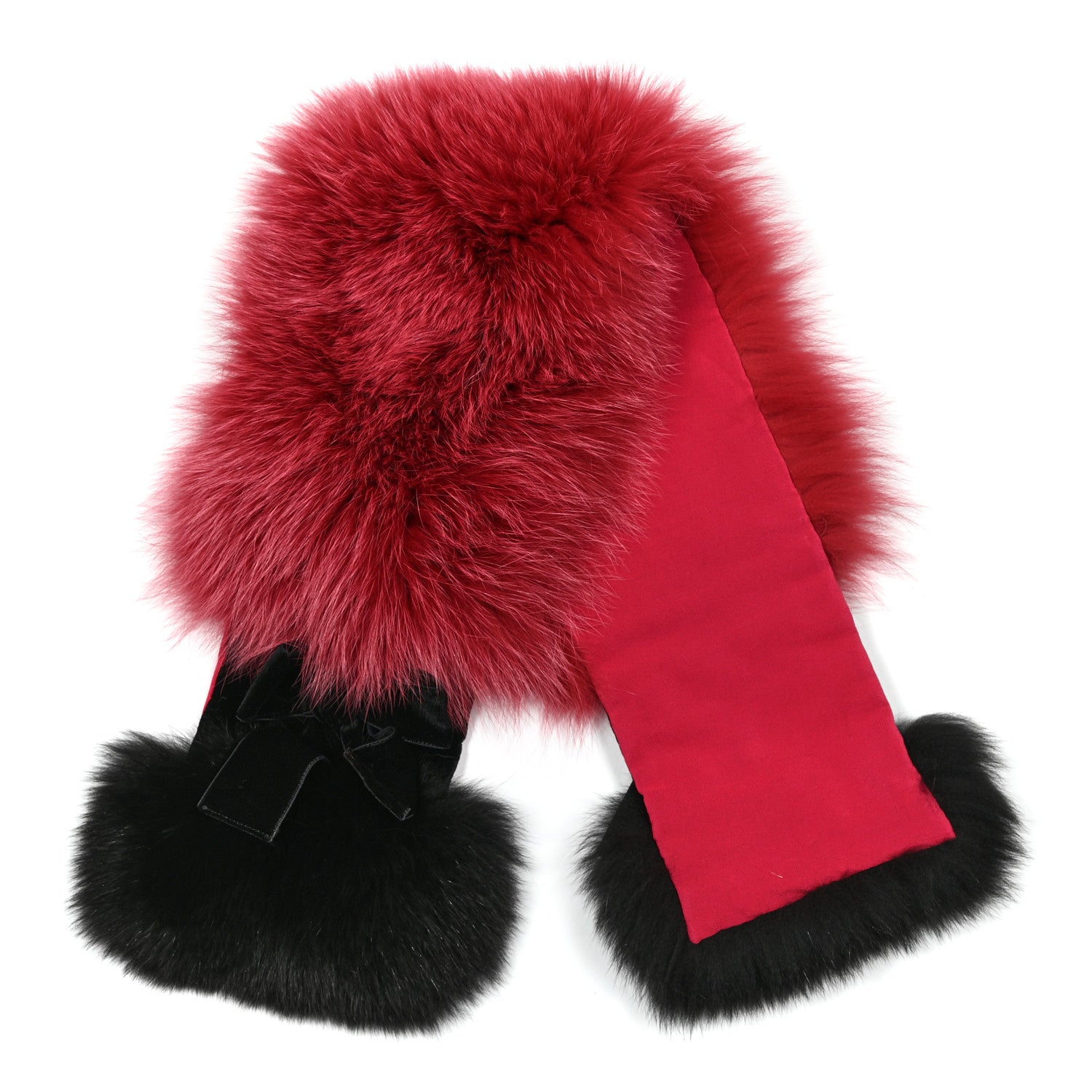 Fendi Fox Fur Stole Pink Black 1 of 4