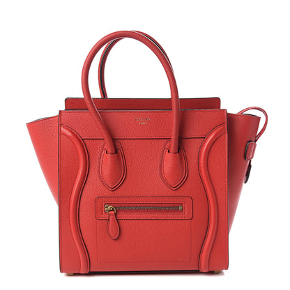 Celine Drummed Calfskin Micro Luggage Red 1 of 9