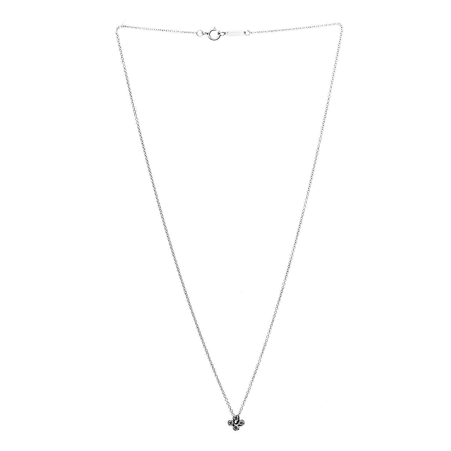 Tiffany Platinum Diamond .12ctw Flower Pendant Necklace 2 of 5