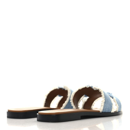 Hermes Denim Oran Fringe Sandals 36 Bleu Clair 5 of 10