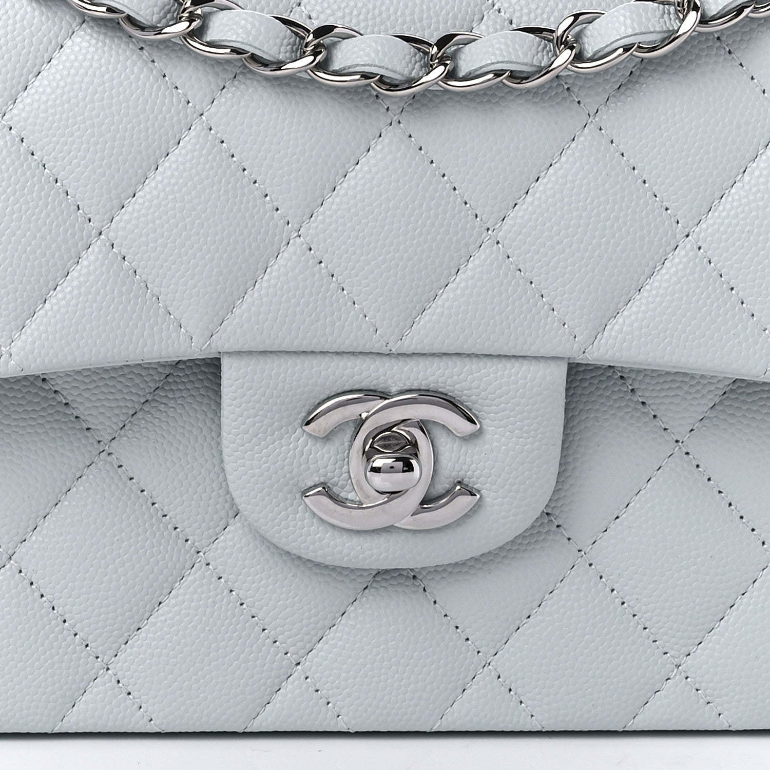 Chanel Caviar Quilted Small Double Flap Light Blue 9 of 11