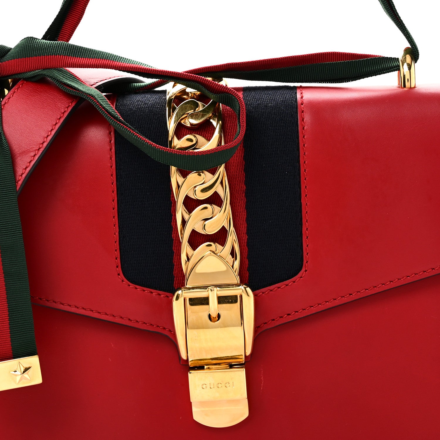 Gucci Calfskin Small Sylvie Shoulder Bag Hibiscus Red 8 of 11