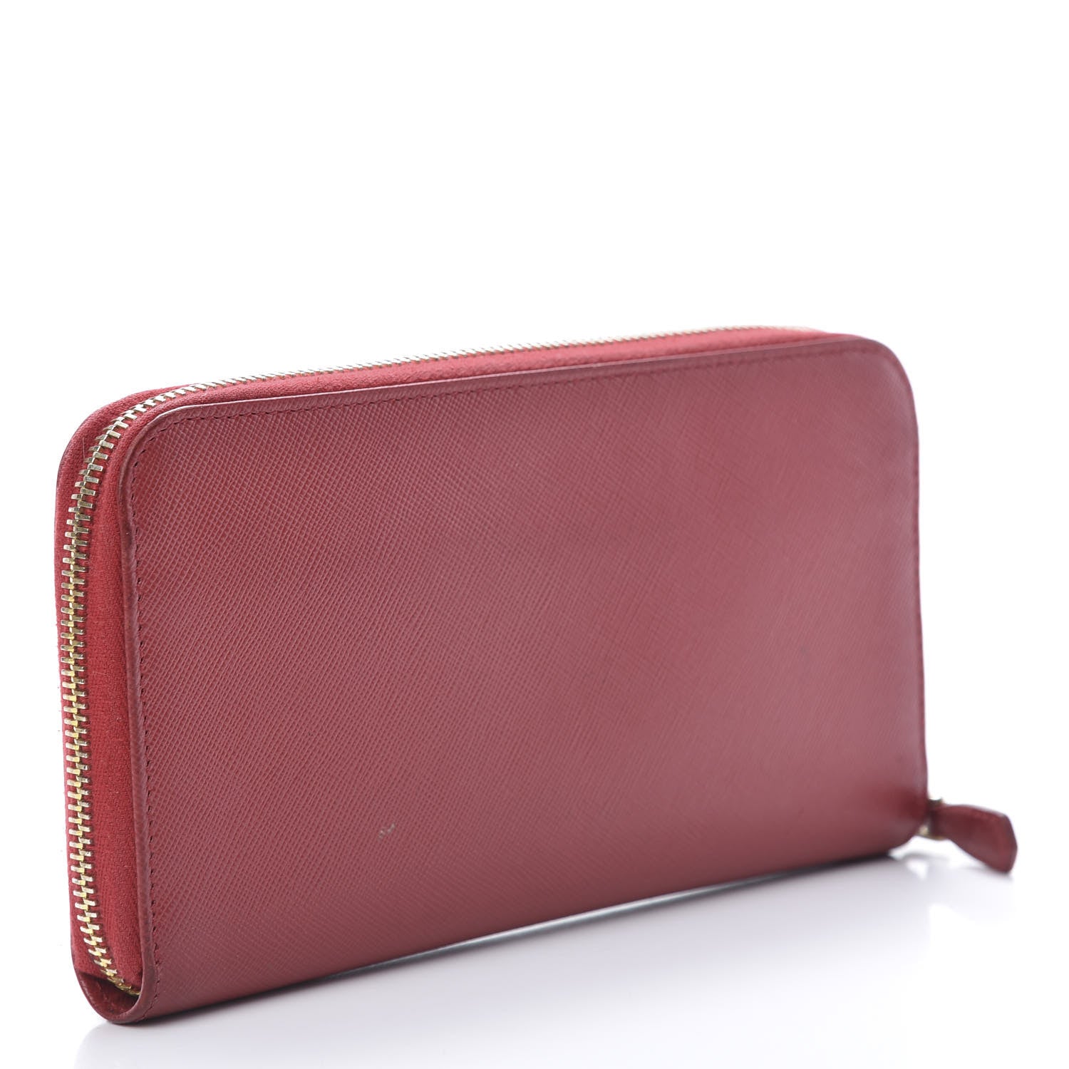 Prada Saffiano Triangle Zip Around Wallet Fuoco 3 of 10