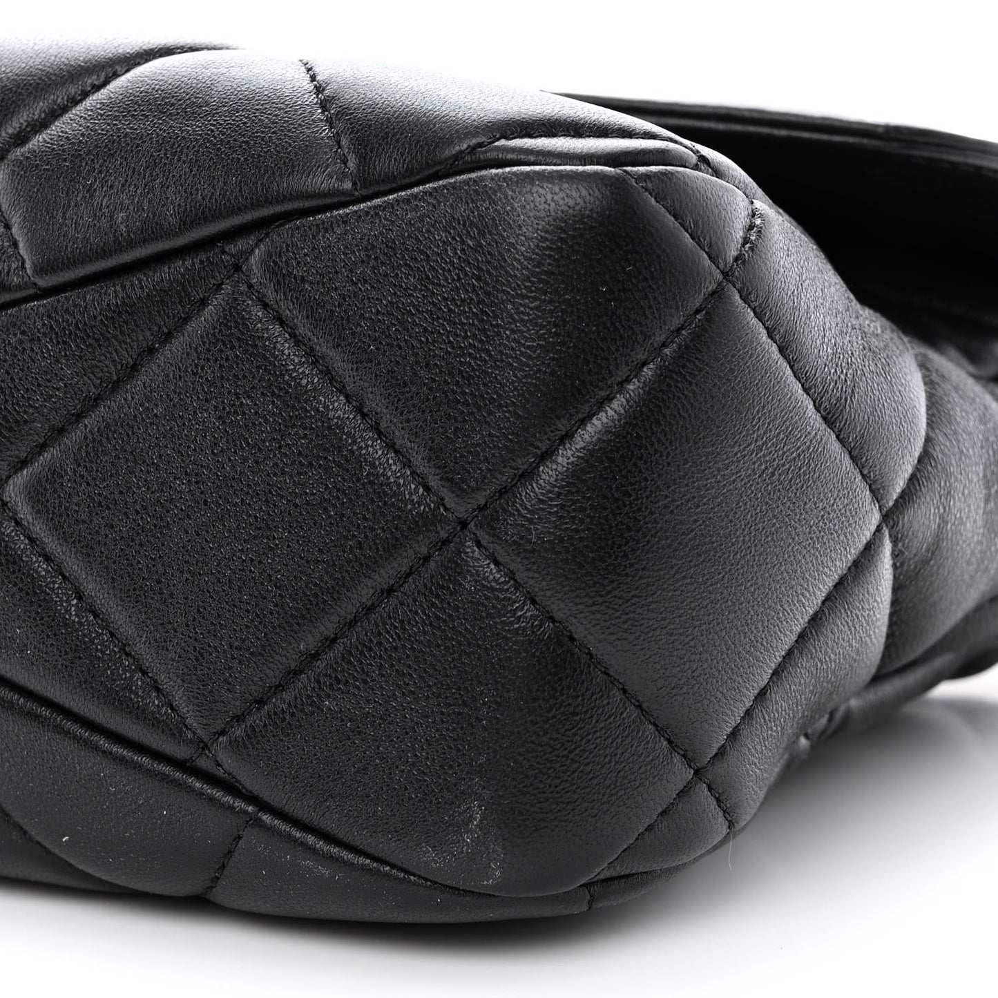Lambskin Quilted Top Handle Flap Black