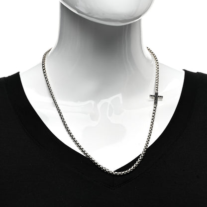 David Yurman Sterling Silver Black Diamond Streamline Cross Station Necklace 22" 2 of 4