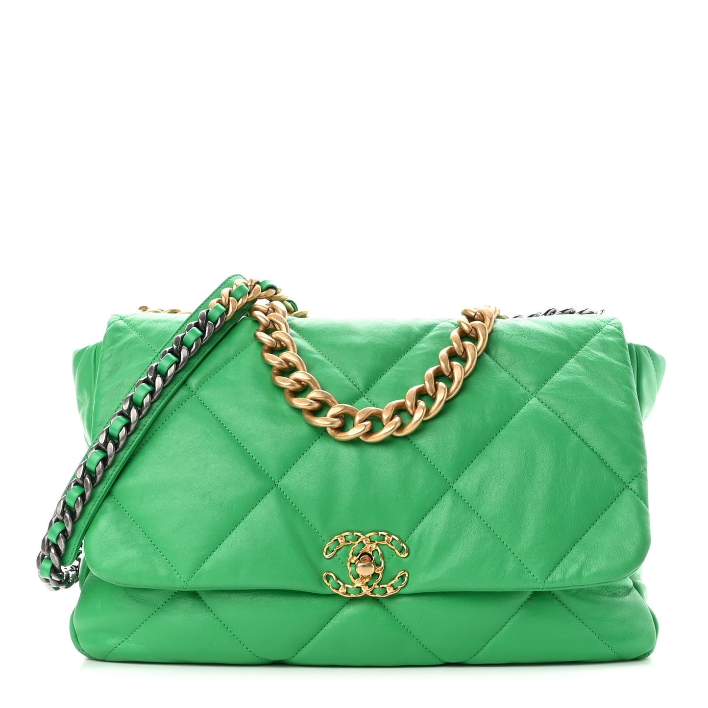 Lambskin Quilted Maxi Chanel 19 Flap Green
