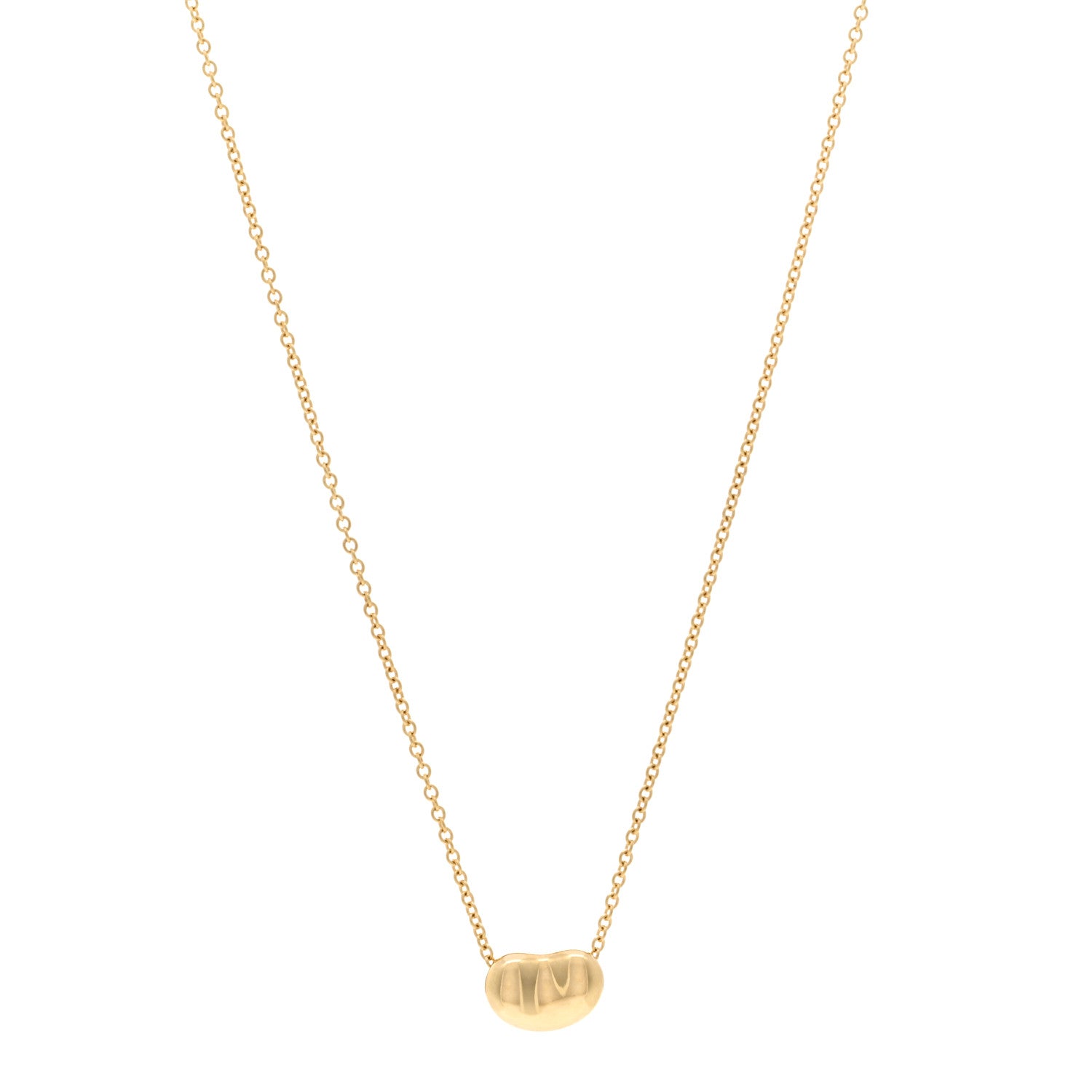 Tiffany 18K Yellow Gold 9mm Elsa Peretti Bean Pendant Necklace 1 of 5
