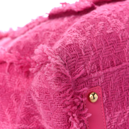 Chanel Wool Tweed Large Zipped Shopping Tote Pink 10 of 14