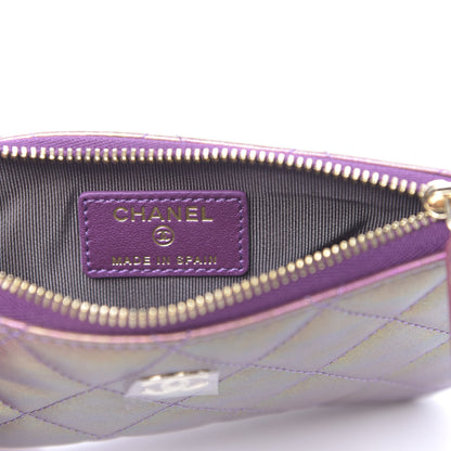 Chanel Iridescent Lambskin Quilted Small Cosmetic Case Purple 6 of 8