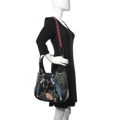 Gucci Calfskin Web Garden Collection Embroidered Medium Dionysus Hobo Black 2 of 9