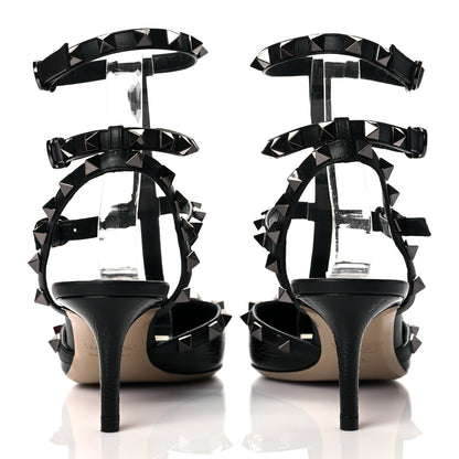 Valentino Garavani Crinkled Patent Rockstud Ankle Strap 65mm Pumps 36.5 Black 5 of 10