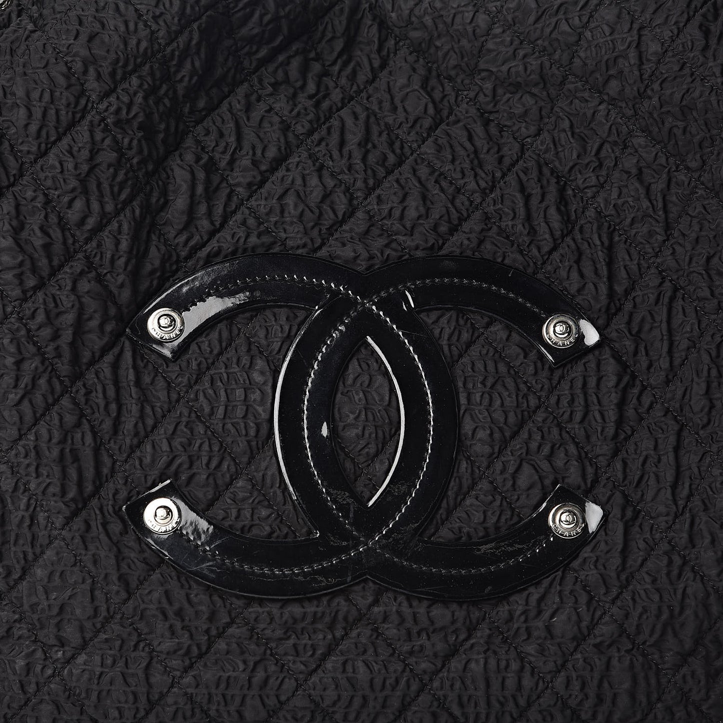 Nylon Patent Quilted CC Tote Black