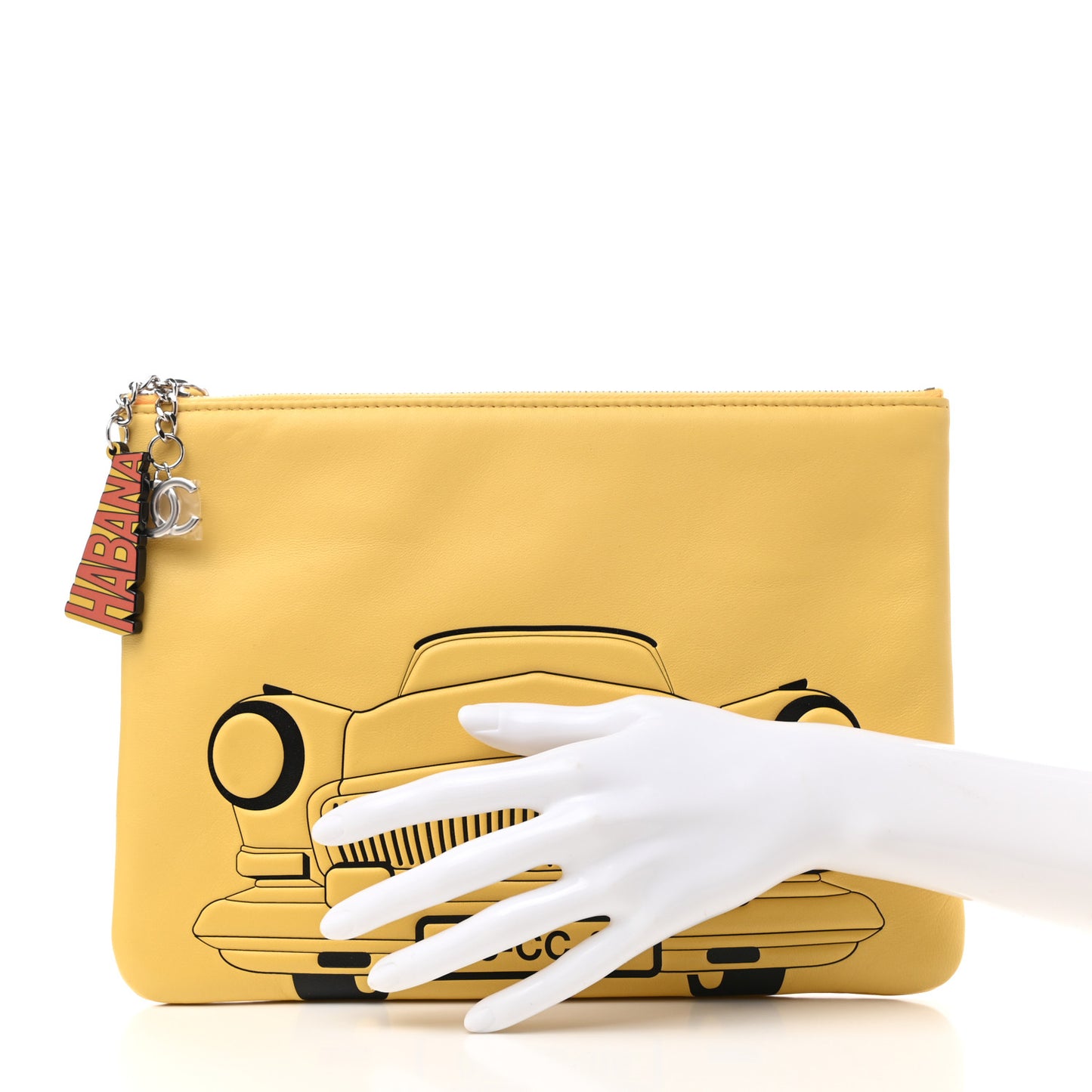 Lambskin Medium Cuba Car Cosmetic Case Yellow