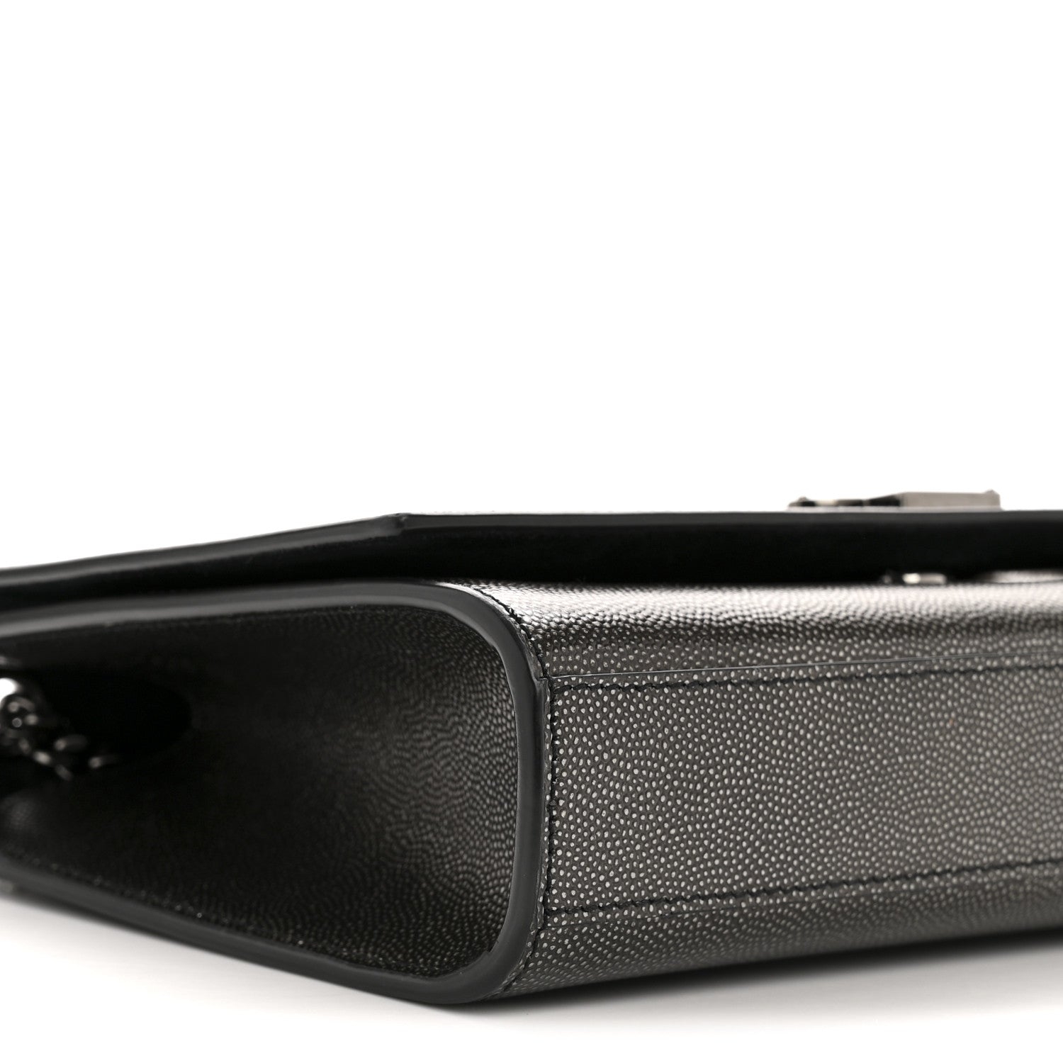 Saint Laurent Metallic Grain De Poudre Medium Classic Monogram Kate Satchel Dark Lead 9 of 13