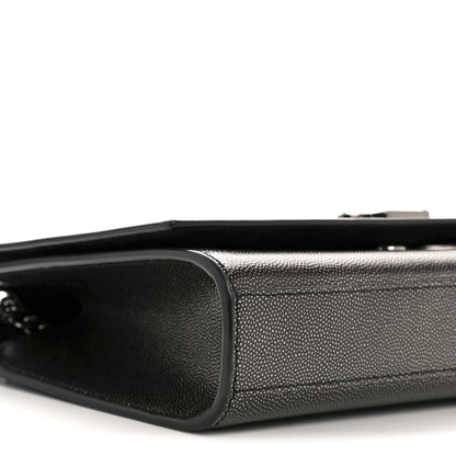 Saint Laurent Metallic Grain De Poudre Medium Classic Monogram Kate Satchel Dark Lead 9 of 13