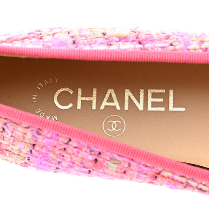 Chanel Tweed Cap Toe Ballerina Flats 37 Pink Black 6 of 9