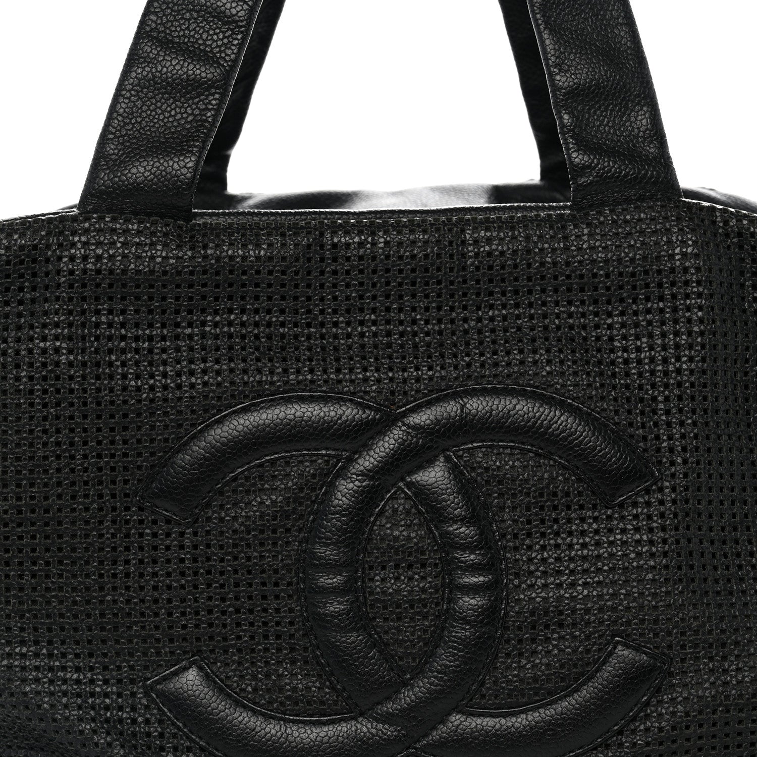 Chanel Leather Perforated Bowler Black 8 of 10
