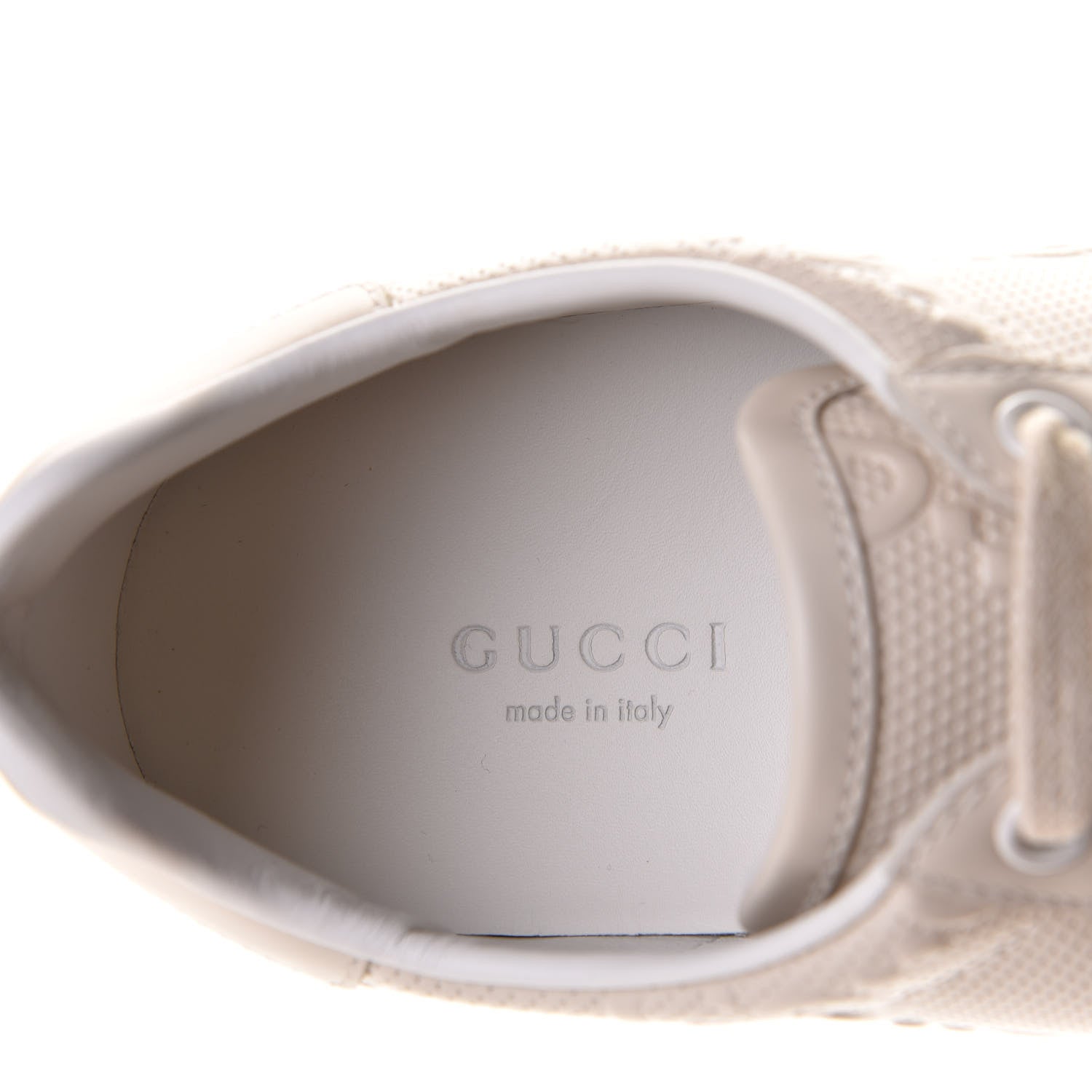 Gucci Calfskin GG Tennis Embossed Womens Ace Sneakers 37.5 Mystic White 6 of 8