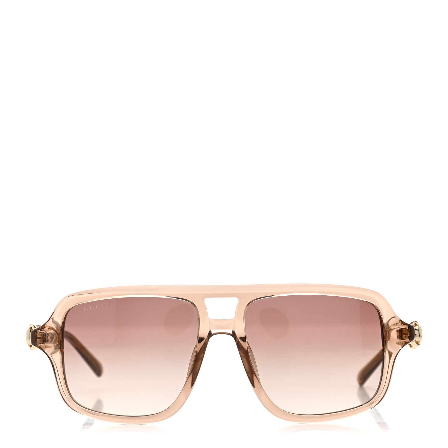 Gucci Acetate Horsebit Frame Sunglasses GG2052S Beige Transparent 2 of 9