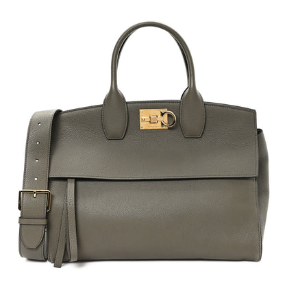 Salvatore Ferragamo Calfskin Large Studio Soft Bag Verde Olivo 1 of 9