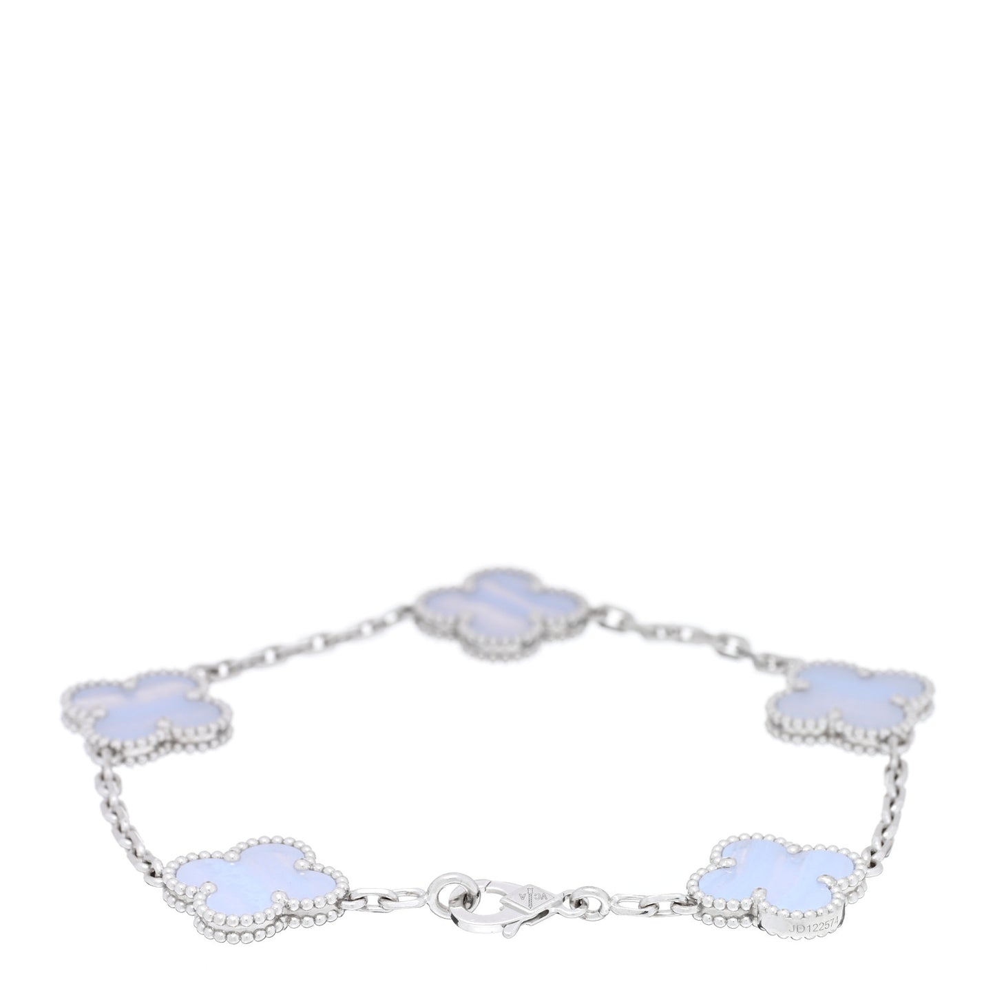 18K White Gold Chalcedony 5 Motifs Vintage Alhambra Bracelet