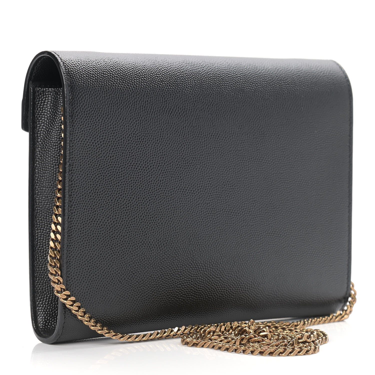 Saint Laurent Grain De Poudre Monogram Cassandra Chain Wallet Dark Smog 2 of 8