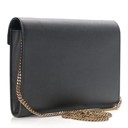 Saint Laurent Grain De Poudre Monogram Cassandra Chain Wallet Dark Smog 2 of 8