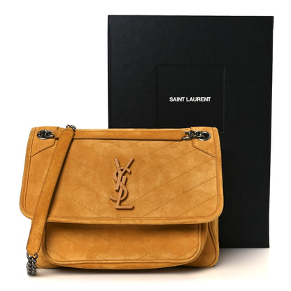 Saint Laurent Suede Monogram Medium Niki Chain Satchel Cheddar 12 of 12