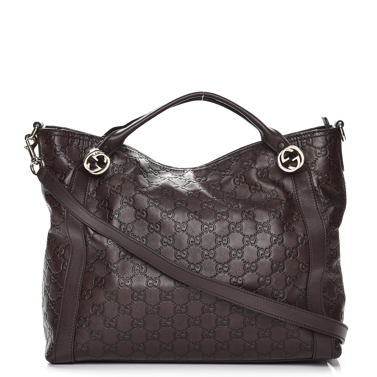 Guccissima Medium Miss GG Top Handle Bag Dark Brown