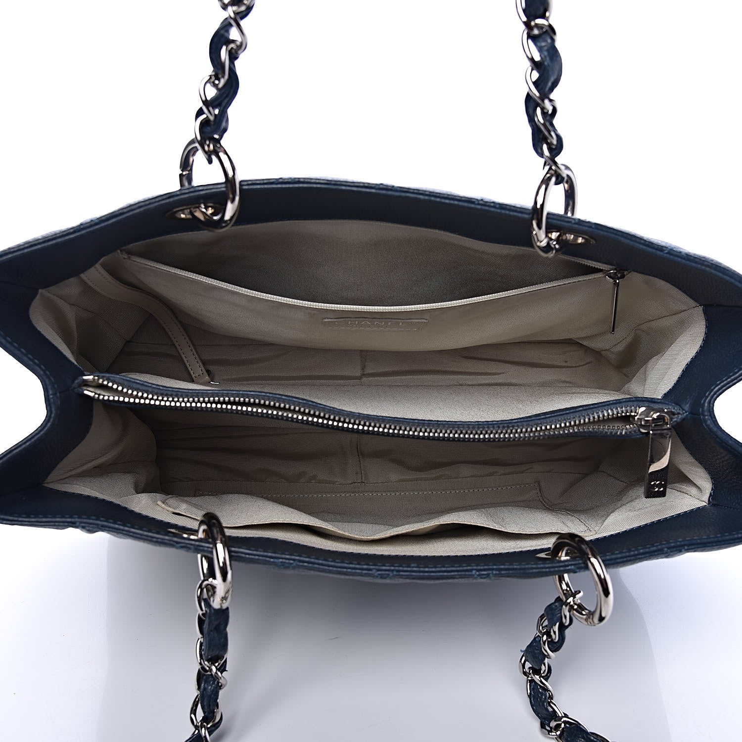 Chanel Caviar Quilted Grand Shopping Tote GST Dark Blue 5 of 14