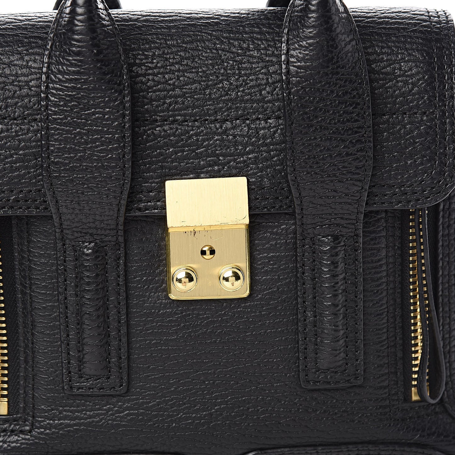 3.1 Textured Calfskin Mini Pashli Satchel Black