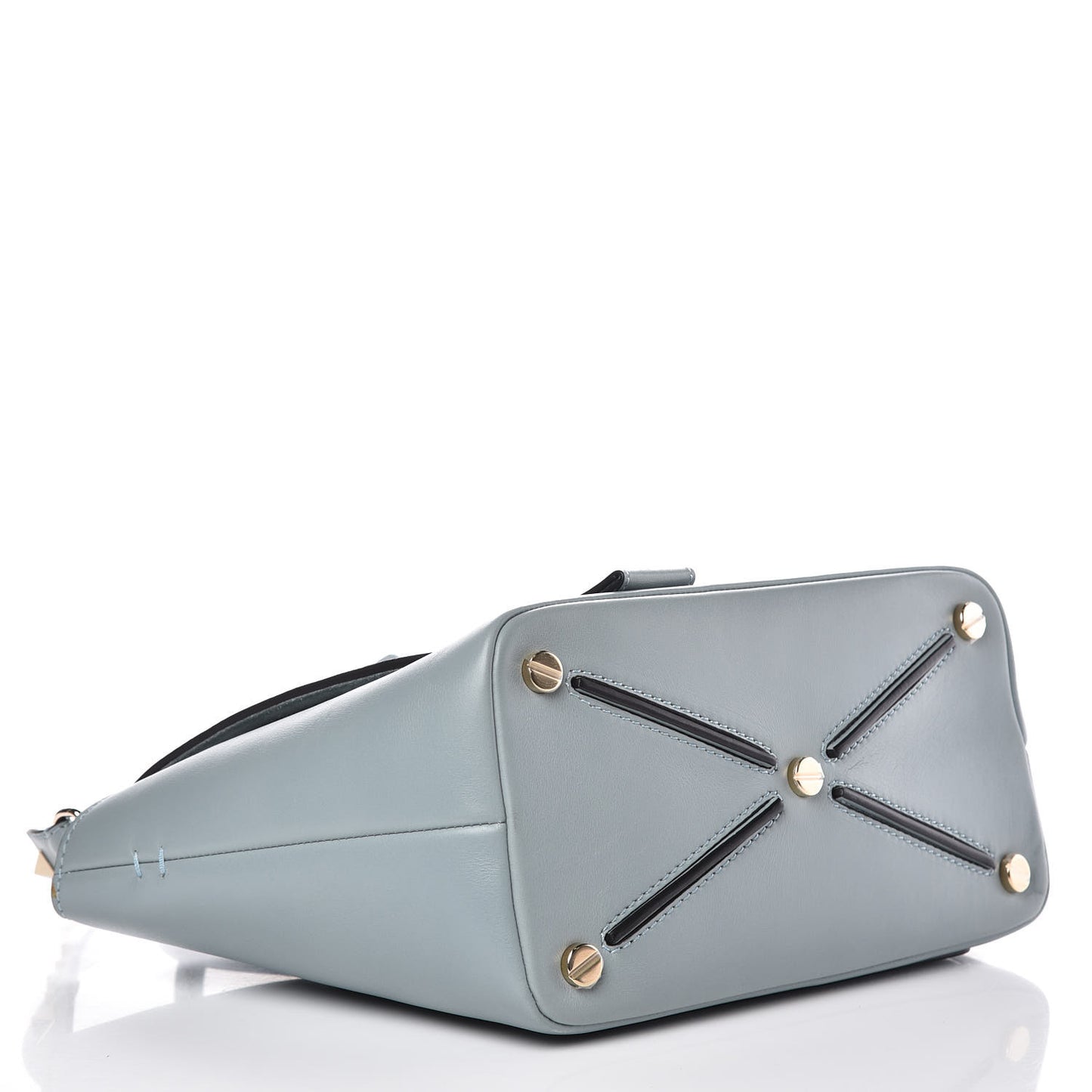 Calfskin Small Rockstud Demilune Double Handle Satchel Nube