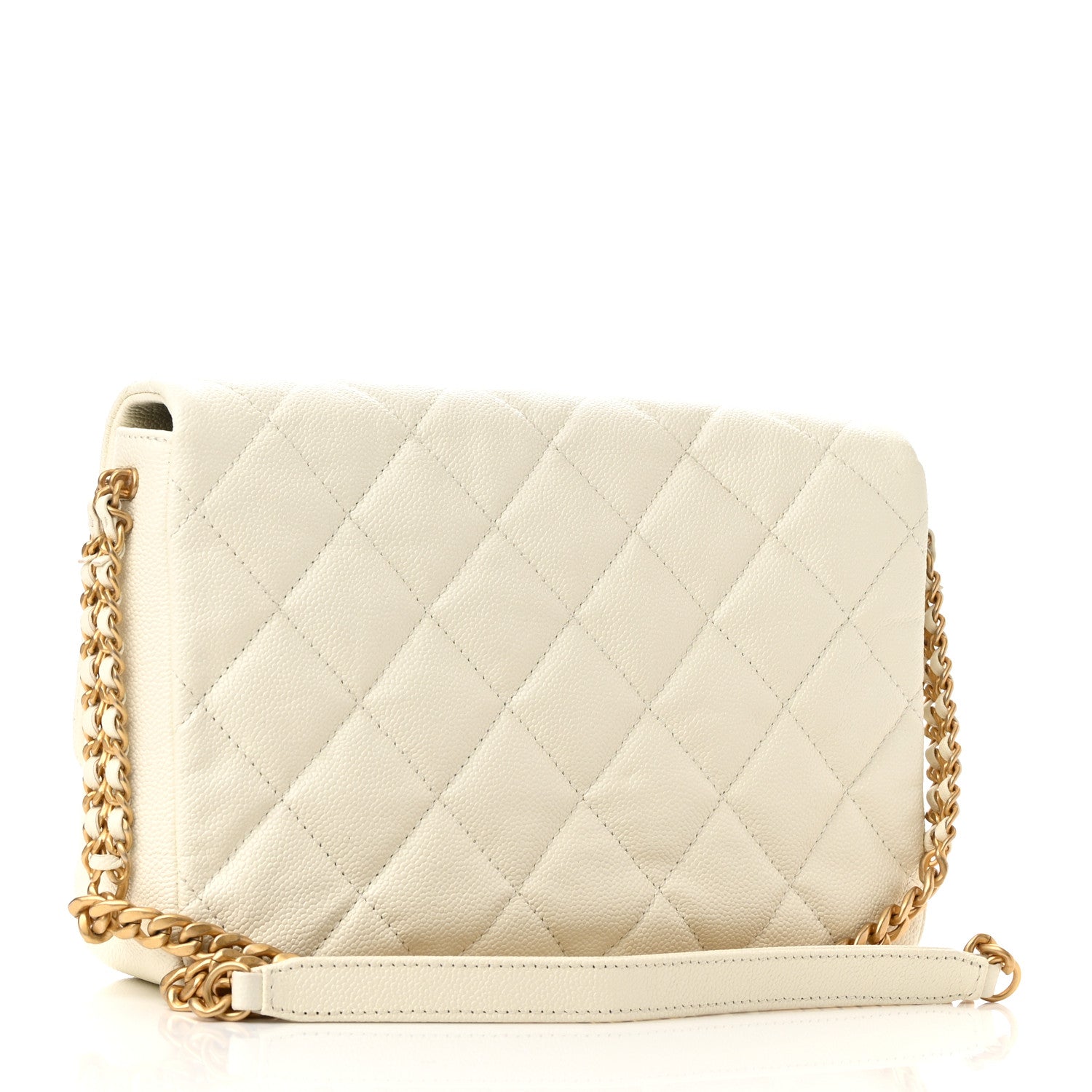 Chanel Shiny Caviar Quilted Large Chain Melody Flap White 3 of 13