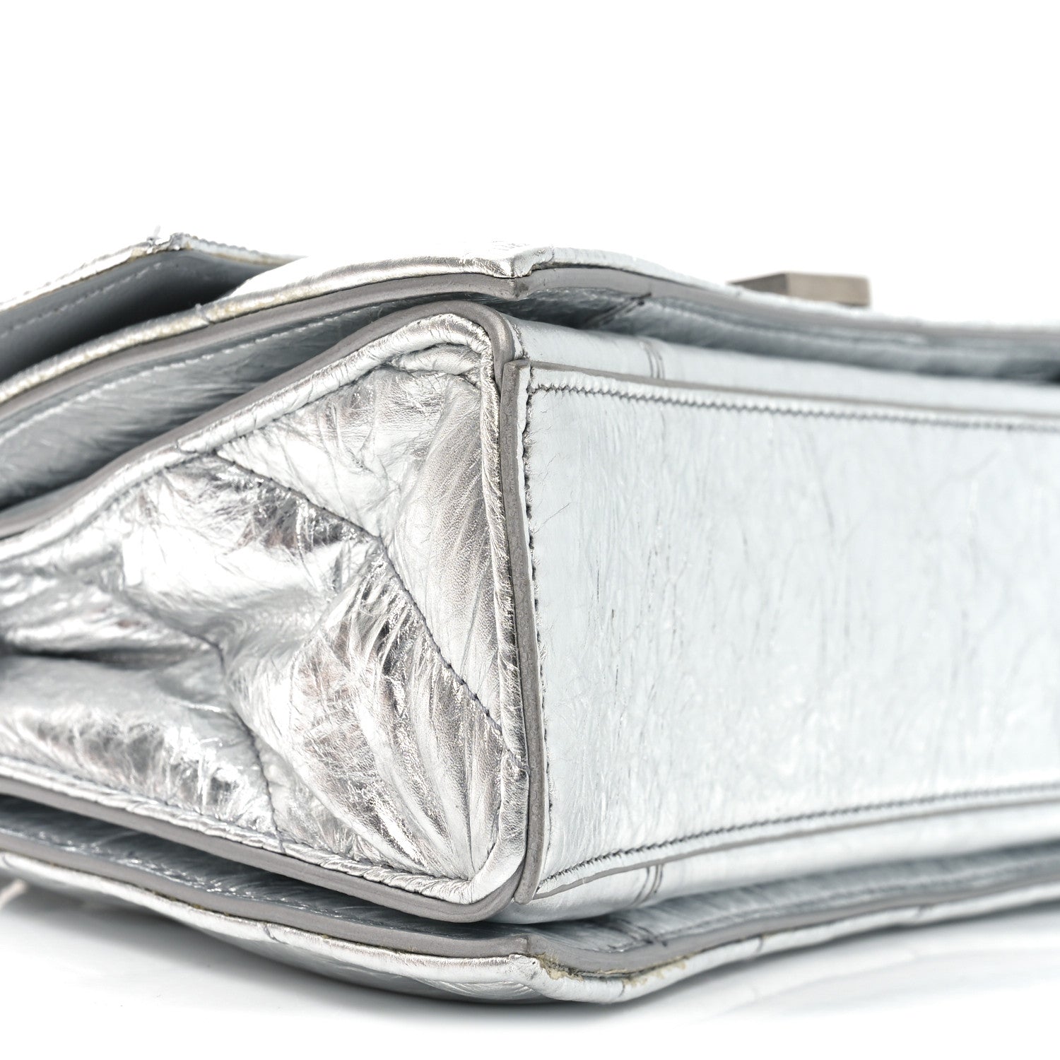 Balenciaga Crushed Calfskin Quilted Small Crush Chain Bag Silver 8 of 9