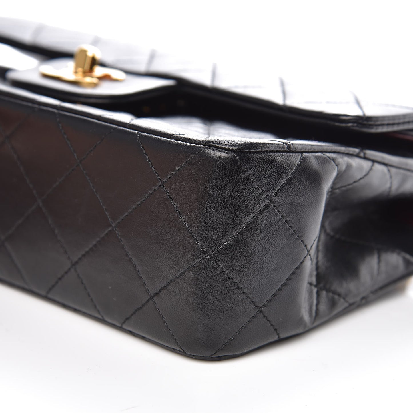 Lambskin Quilted Small Double Flap Black