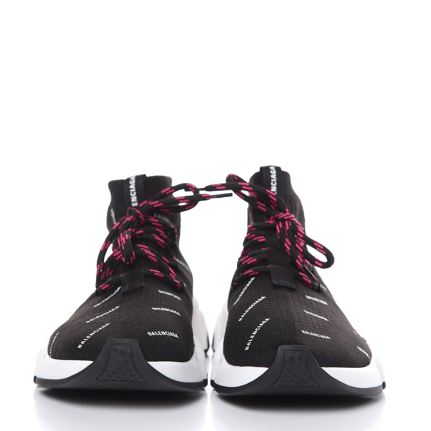 Balenciaga Neoprene Knit Allover Logo Womens Speed Lace Up Sneakers 38 Black 2 of 10