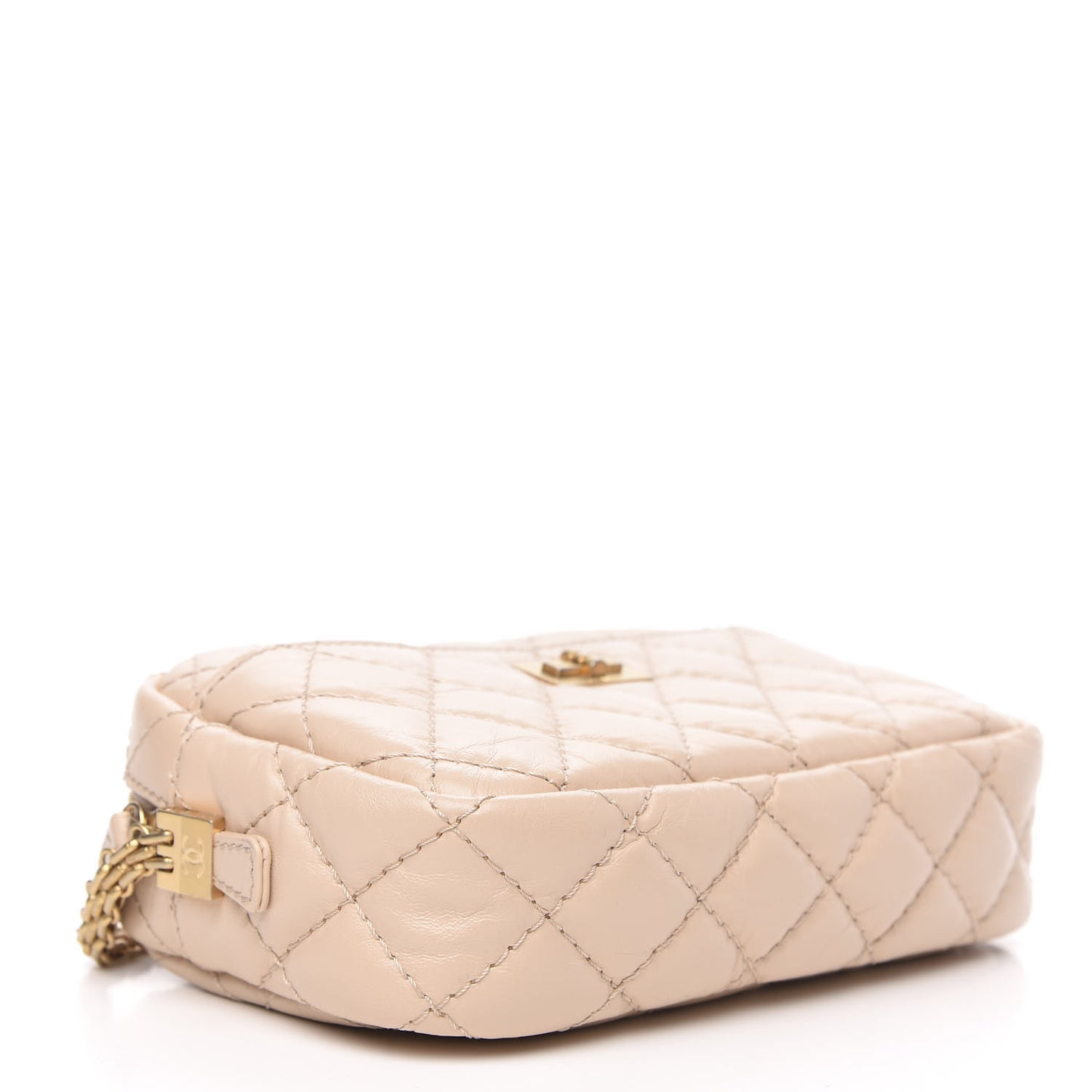 Aged Calfskin Quilted Mini Reissue Camera Case Beige Clair
