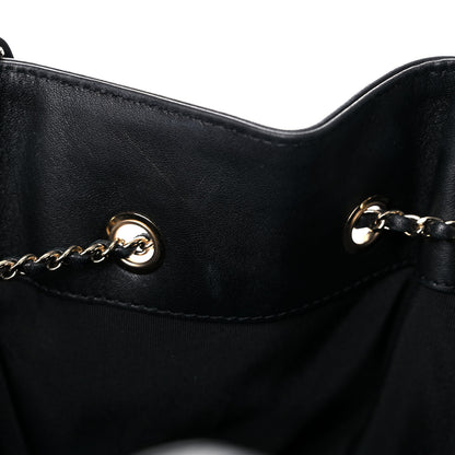 Chanel Lambskin Quilted CC Dweller Drawstring Tote Black 14 of 19