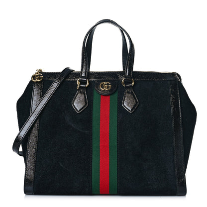 Gucci Suede Patent GG Web Medium Ophidia Tote Bag Black 1 of 10