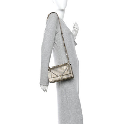 Christian Dior Metallic Patent Micro-Cannage Small Diorama Flap Bag Gold 2 of 12